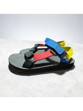 Teva Original FP1221L Colorblock Kids Strappy Sandals US 3 Blue Red Yellow